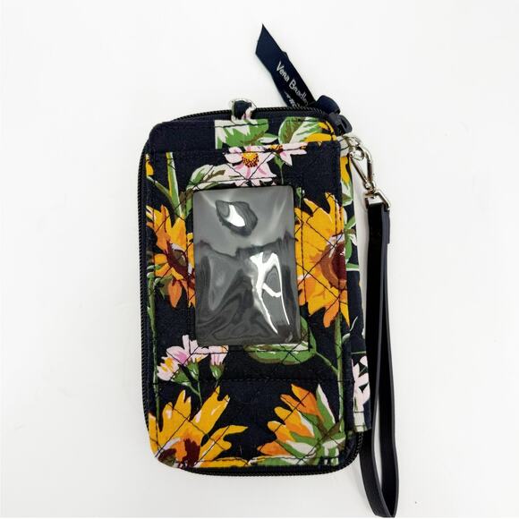 Vera Bradley Wristlet Wallet Sunflowers Quilted Cotton ID Storage RFID Travel - Picture 1 of 12